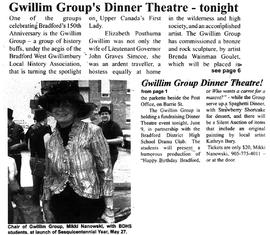 Gwillim Group's Dinner Theatre - tonight