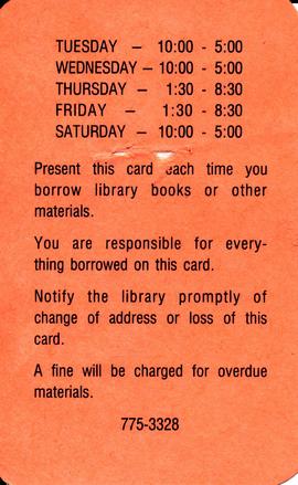 Bradford Public Library Cards