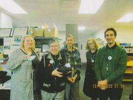 Heidi Northover with Library managers - 35 years of service