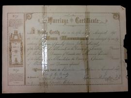 John Stewart & Minnie Peirae marriage certificate