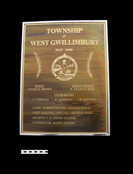Township of West Gwillimbury 1989 Plaque