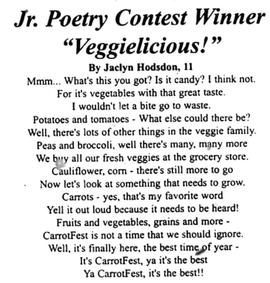 Carrotfest Jr. Poem Winner