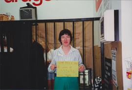 Mock mugshot of Heidi Northover from Sick Kids fundraiser