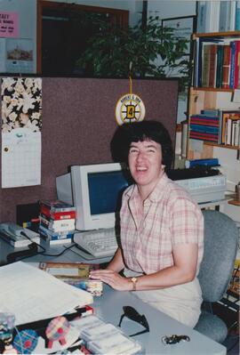 Heidi Chard at her desk at 100 Holland Court