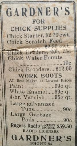 Gardner's Store Ad with Prices
