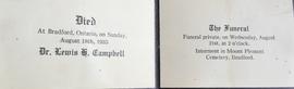 Dr. Lewis H. Campbell Funeral Card