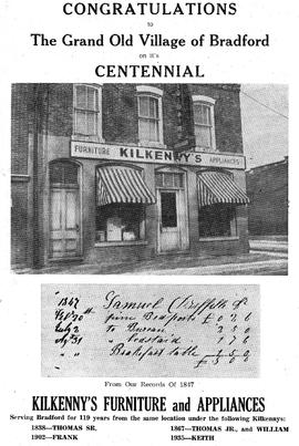 Kilkenny's Furniture and Appliances in Bradford's Centennial year