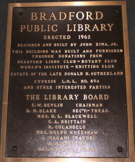 Bradford Public Library Plaque