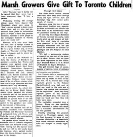 Marsh Growers Give Gift To Toronto Children