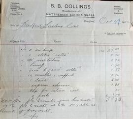 B.B. Collings Furniture Store Bill
