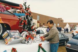Pat Storey Preparing Parade Float