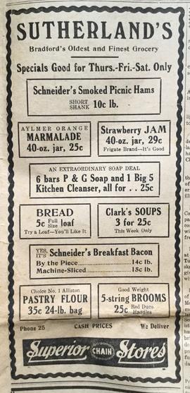 Sutherland's Grocery Store Ad