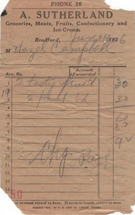 A. Sutherland Grocery Invoice