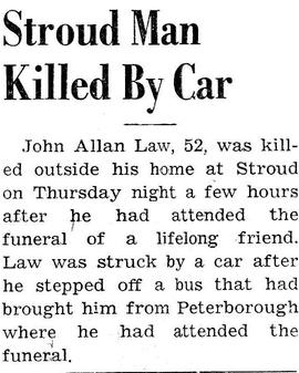 Stroud Man Killed By Car