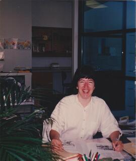 Heidi Chard at her desk - 100 Holland Court