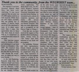 Thank you to the community, from the WEGWHIST team...