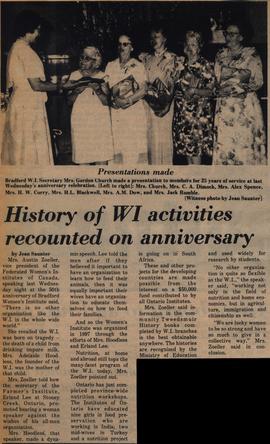 History of WI activities recounted on anniversary