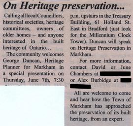 On Heritage preservation...