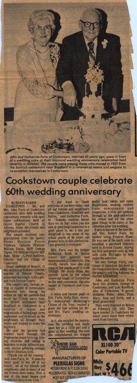 Cookstown couple celebrate 60th wedding anniversary