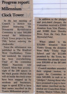 Progress report: Millennium Clock Tower