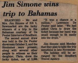 Jim Simone wins trip to Bahamas