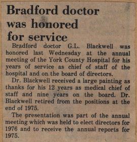 Bradford doctor was honored for service