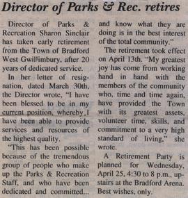 Director of Parks & Rec. retires