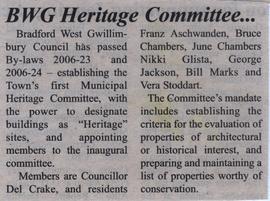 BWG Heritage Committee...
