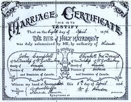 Campbell McDonald marriage certificate