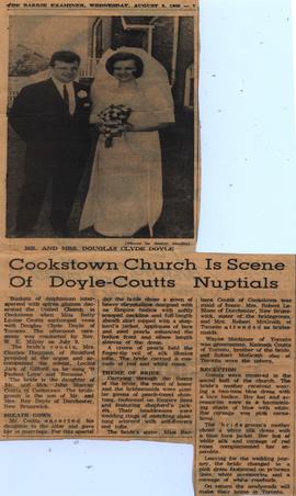 Cookstown Church Is Scene of Doyle-Coutts Nuptials