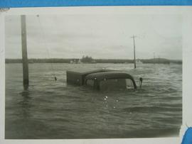 Truck underwater after Hurricane Hazel
