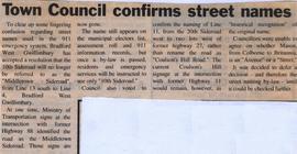 Town Council confirms street names