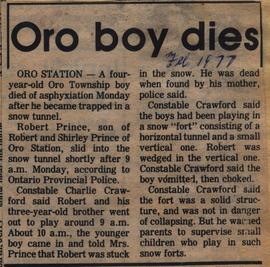 Oro boy dies