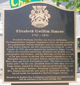 Elizabeth Gwillim Statue Plaque