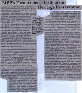 MPP's Forum opens the doors to Heritage Preservation