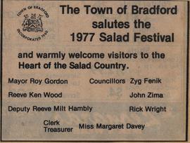 The Town of Bradford salutes the 1977 Salad Festival